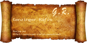 Genzinger Ráfis névjegykártya